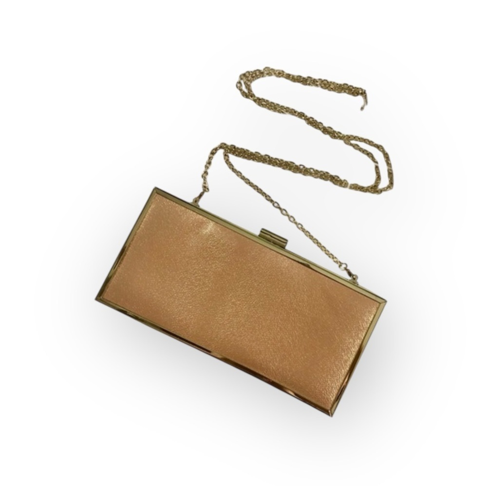 JustFab Gold Clutch with Elegant Flap Closure - Picture 2 of 8